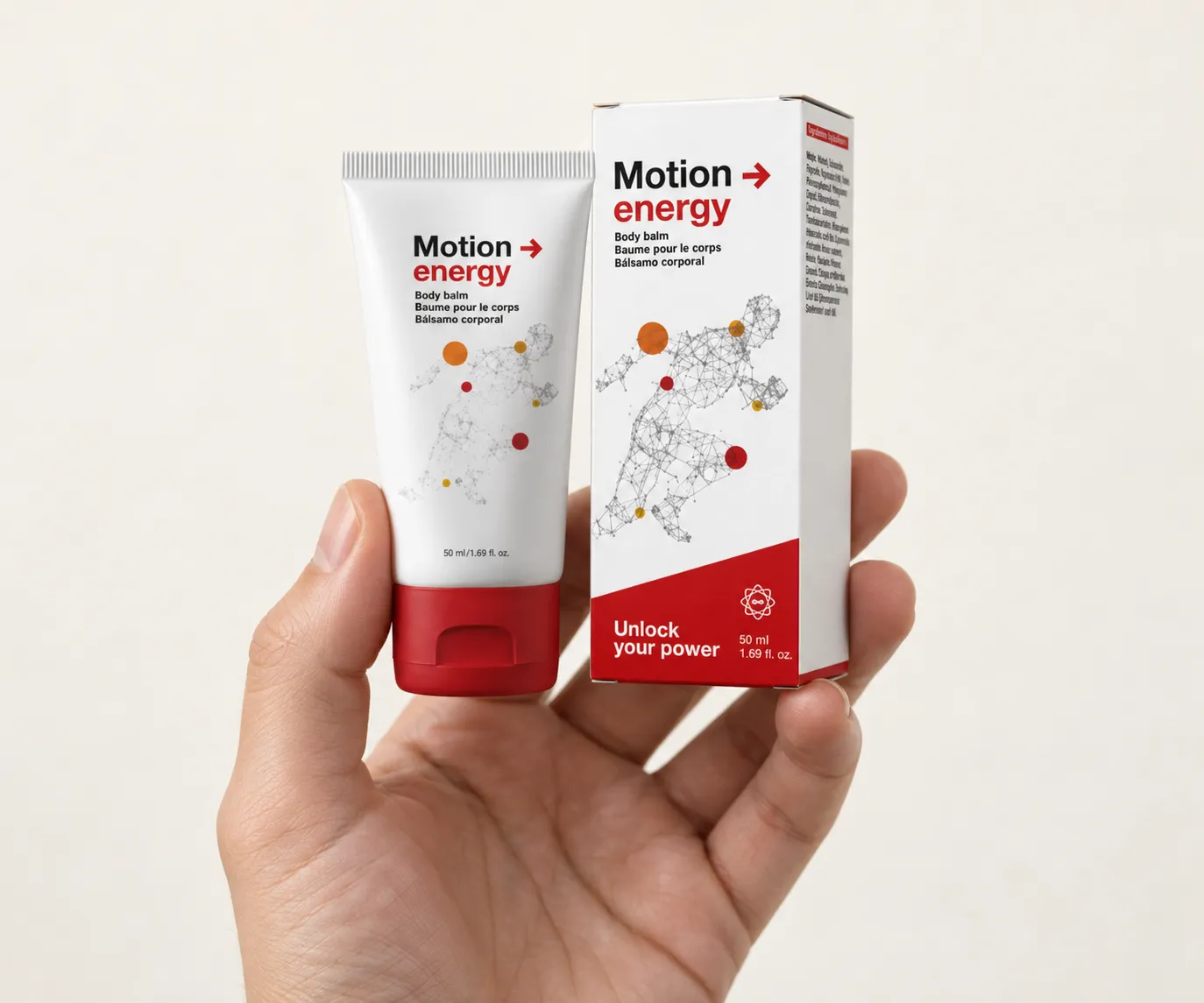 Motion Energy — the package held in a hand
