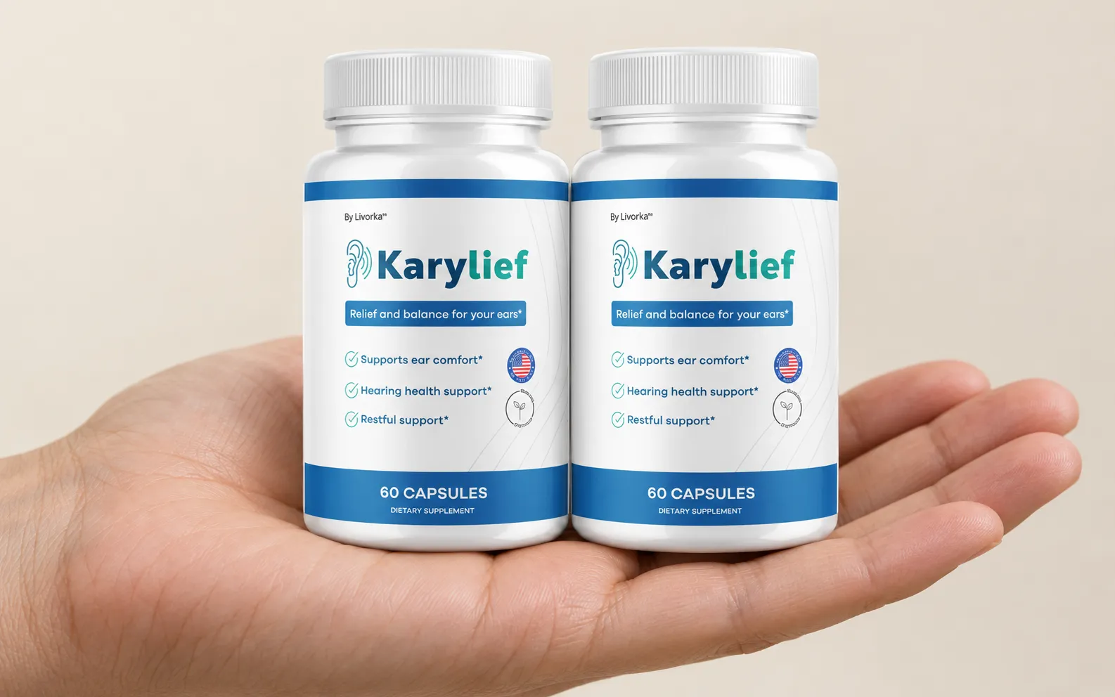 Karylief — the package held in a hand