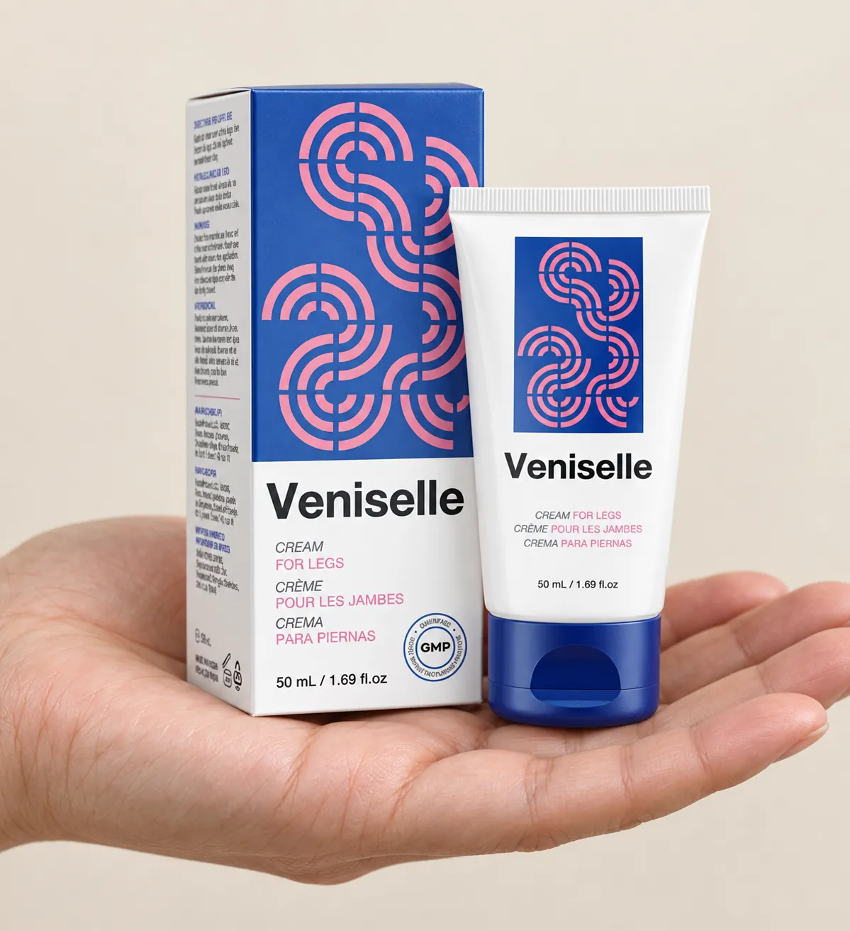 Veniselle — the package held in a hand