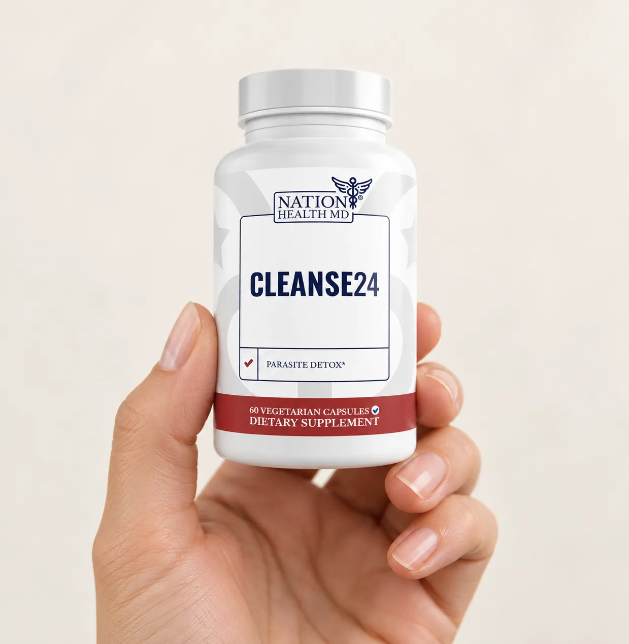 Cleanse 24 VSL — the package held in a hand