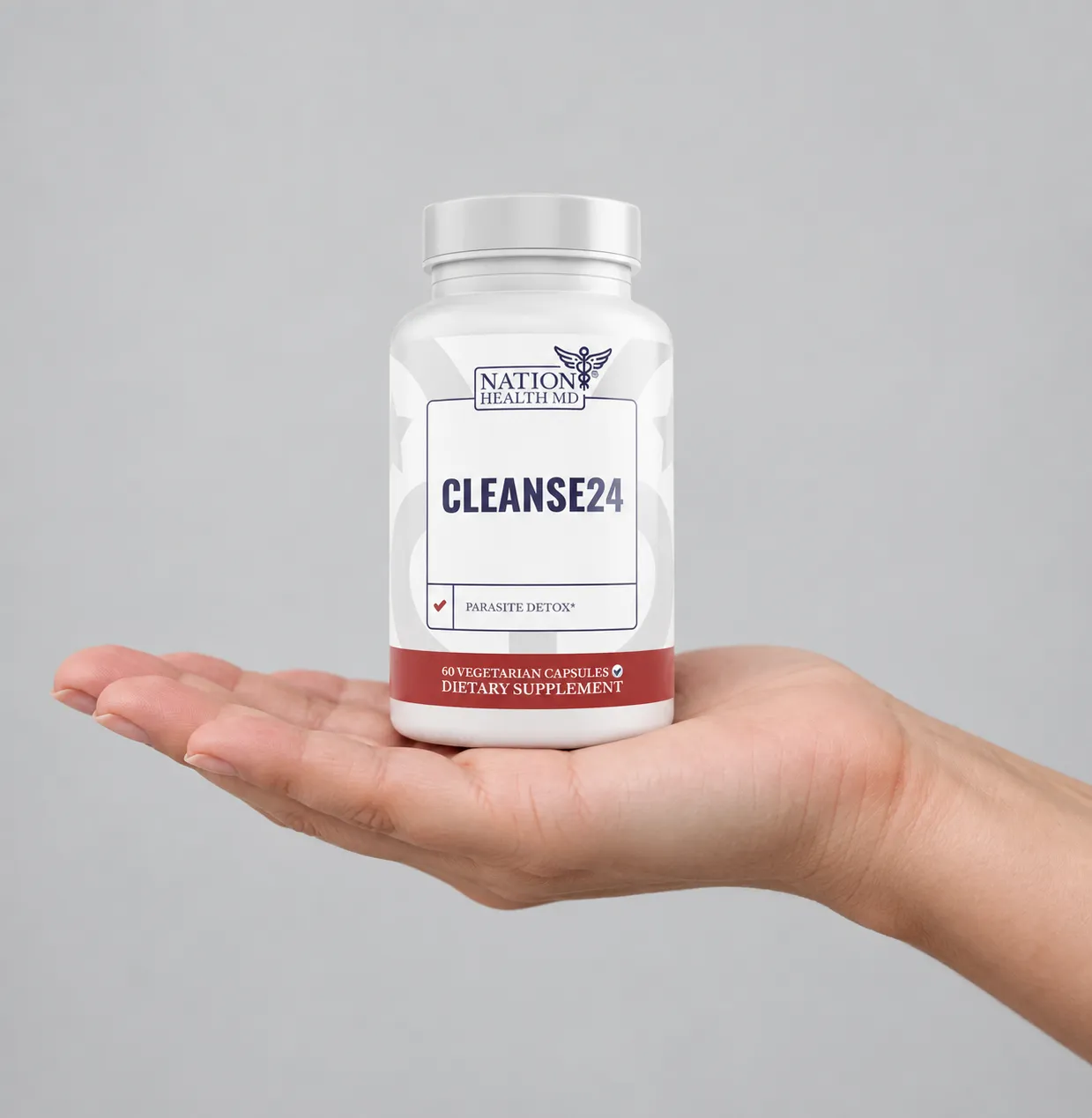 Cleanse 24 — the package held in a hand