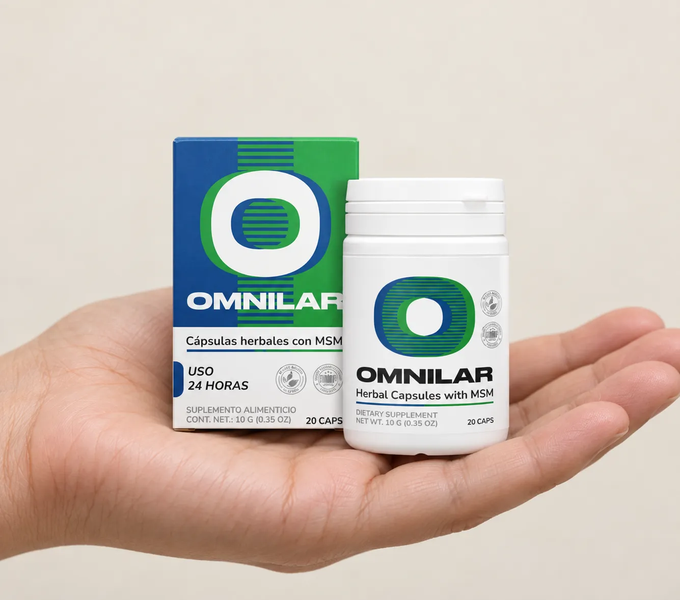 Omnilar — the package held in a hand