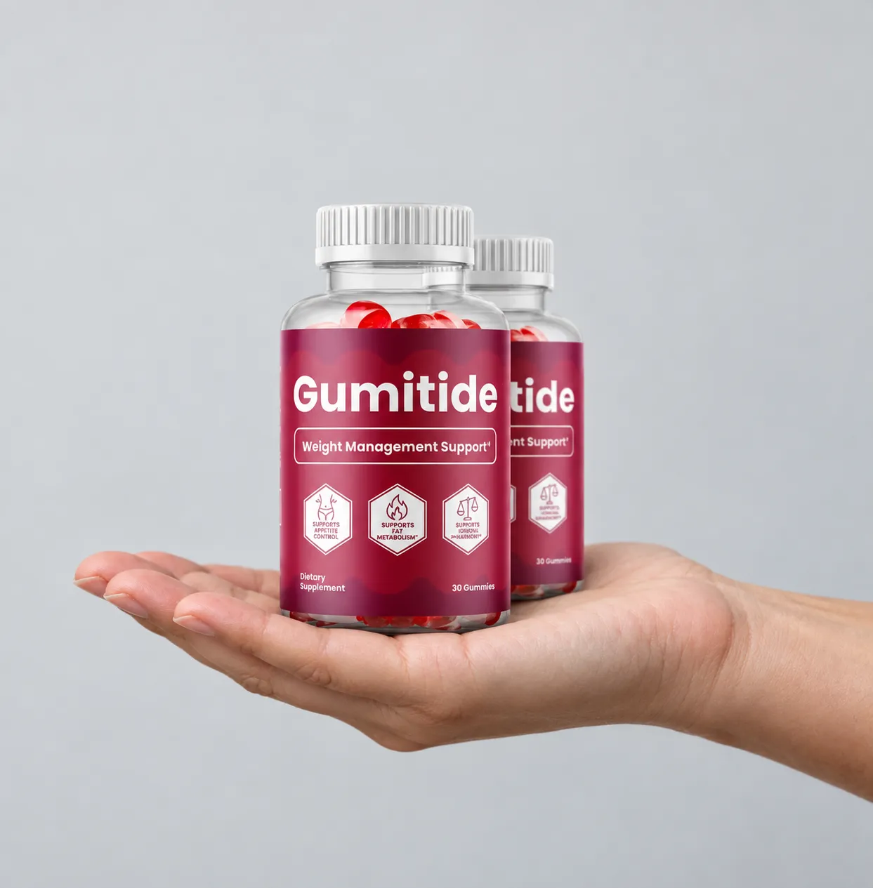 Gumitide — the package held in a hand