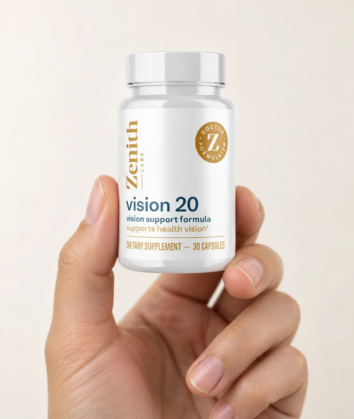 Vision 20 — the package held in a hand